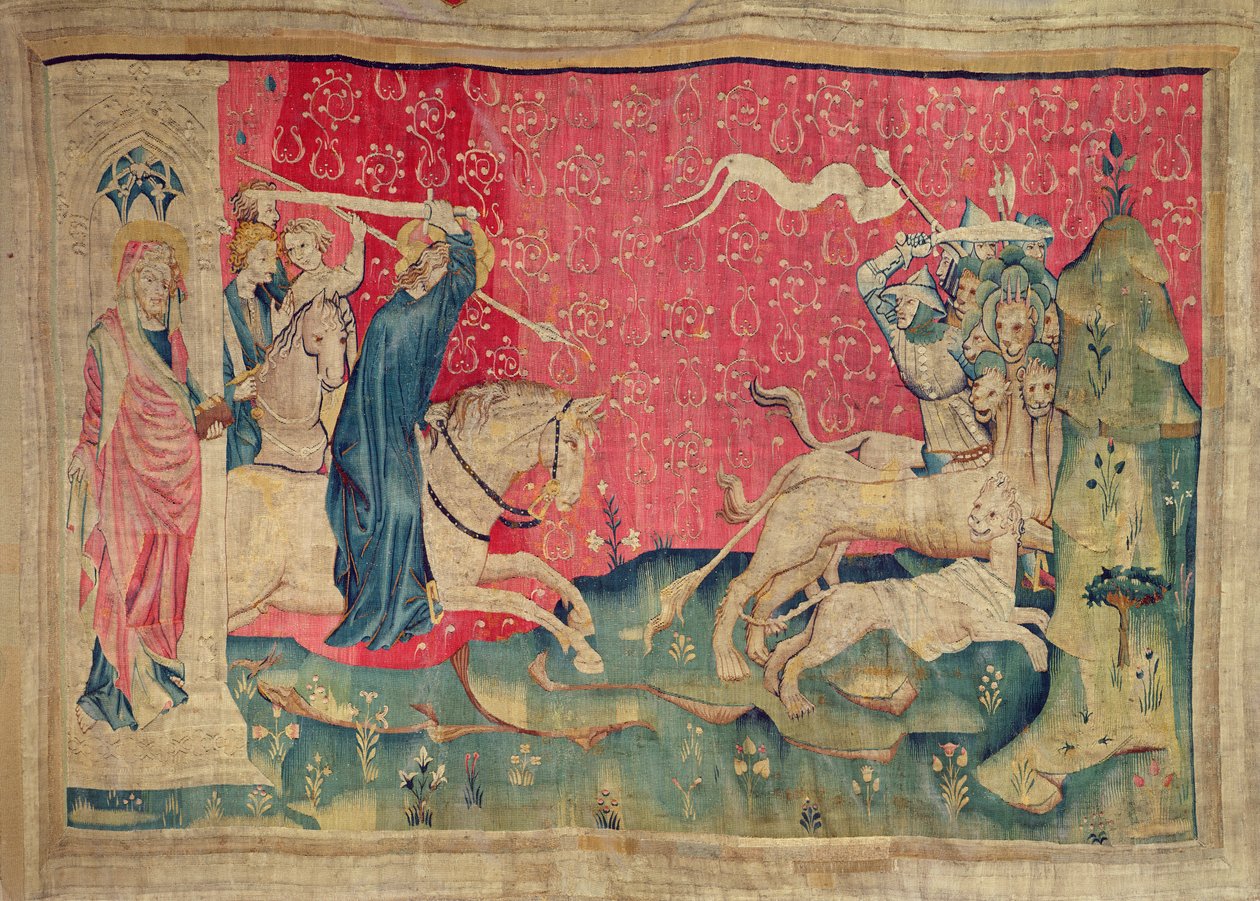 Kristus syyttää petoja, ei. 73 teoksesta "The Apocalypse of Angers", 1373-87 (kuvakudos) tekijältä Nicolas Bataille