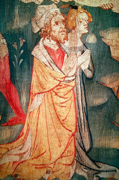 Yksityiskohta miehistä, jotka maan peto surmasi, nro. 45 elokuvasta "The Apocalypse of Angers", 1373-87 tekijältä Nicolas Bataille