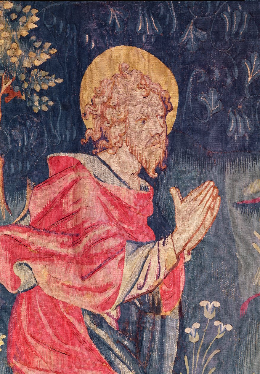 Saint John, yksityiskohta Apocalypse Tapestry of Angers, 1373-87 (kuvakudos) tekijältä Nicolas Bataille