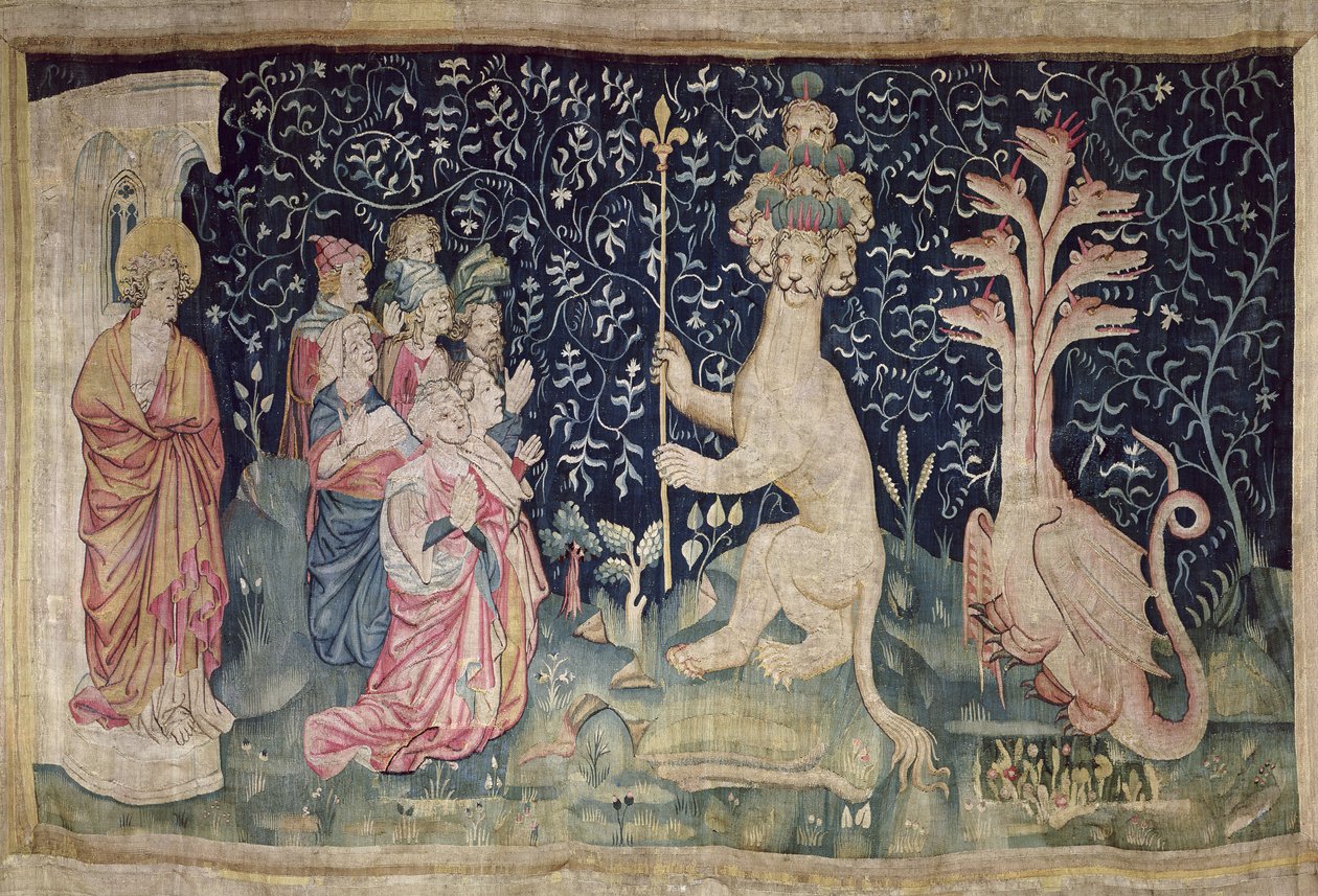 The Adoration of the Beast, nro 42 "The Apocalypse of Angers", 1373-87 (kuvakudos) tekijältä Nicolas Bataille