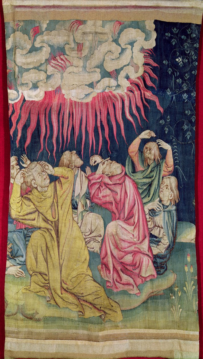 Neljäs enkeli kaatoi kulhonsa aurinkoon, nro 60 "Angersin apokalypsissa", 1373-87 (kuvakudos) tekijältä Nicolas Bataille
