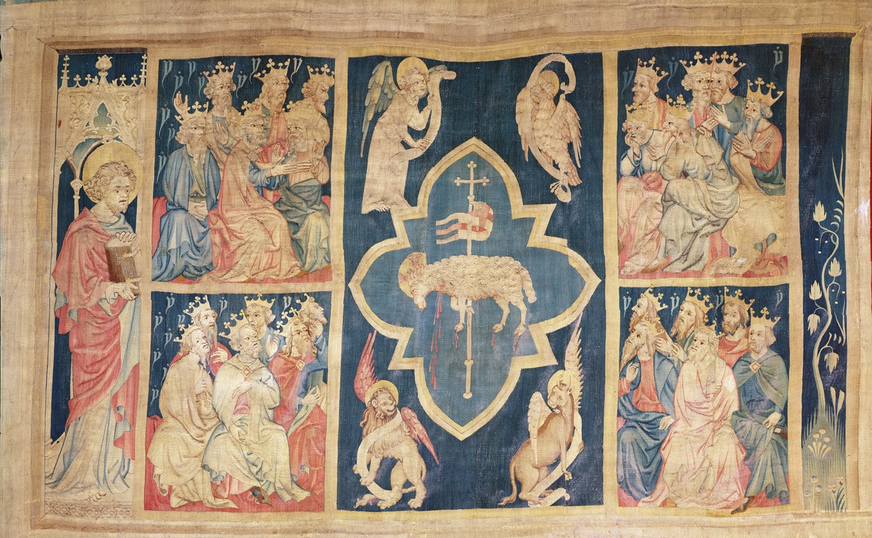 Karitsa ja kaksikymmentäneljä vanhinta, nro. 7 teoksesta "The Apocalypse of Angers", 1373-87 (kuvakudos) tekijältä Nicolas Bataille
