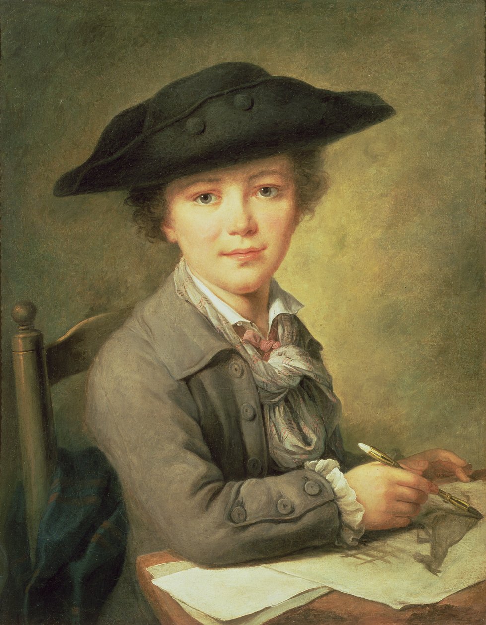 Nuori piirtäjä mustassa hatussa, 1700-luku tekijältä Nicolas Bernard Lepicie