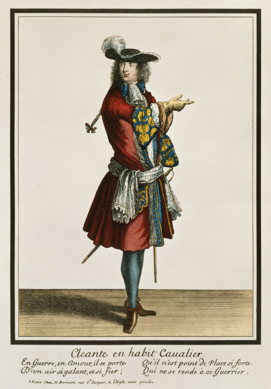 Cleante Dressed as a Cavalier, muotilevy, n. 1695 tekijältä Nicolas Bonnart
