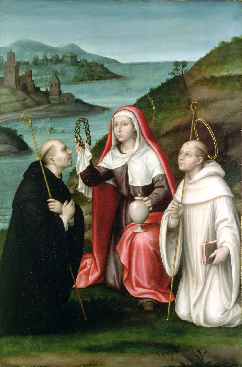 Pyhä Maria Magdaleena Pyhän Dominicin ja Pyhän Bernardin kanssa, n. 1580 (paneeli) tekijältä Nicolas Borras