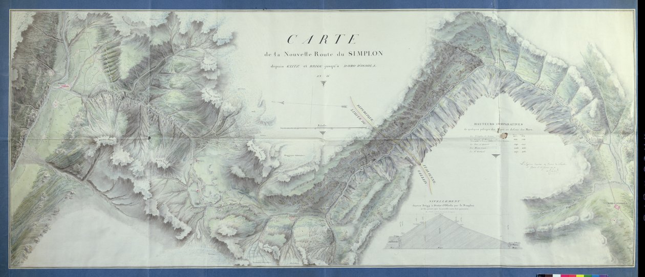 Kartta New Simplon Passista, 1803 (wc paperilla) tekijältä Nicolas Ceard