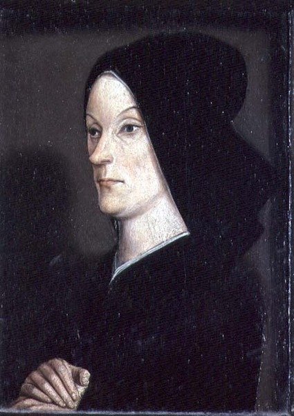 Matheronin diptyykki: Jeanne de Lavalin (k. 1498) muotokuva Rene I Hyvän (1409-80) toisesta vaimosta, oikea paneeli (katso myös 94914) tekijältä Nicolas Froment