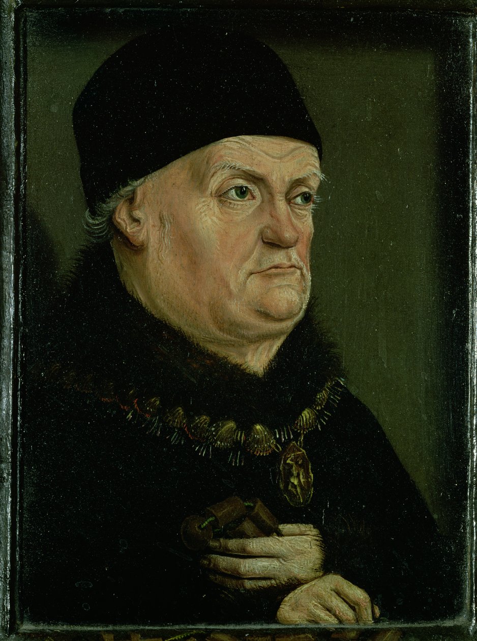 Matheronin diptyykki: Anjoun herttua Rene I, "Hyvä" (1409-80), Provencen ja Piemonten kreivi, muotokuva, vasen paneeli (katso myös 94915) tekijältä Nicolas Froment