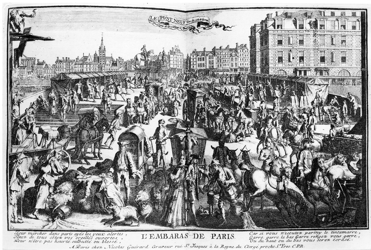 Ruuhka Pariisissa, Pont Neuf Rue Dauphine -kadulta tekijältä Nicolas Guerard
