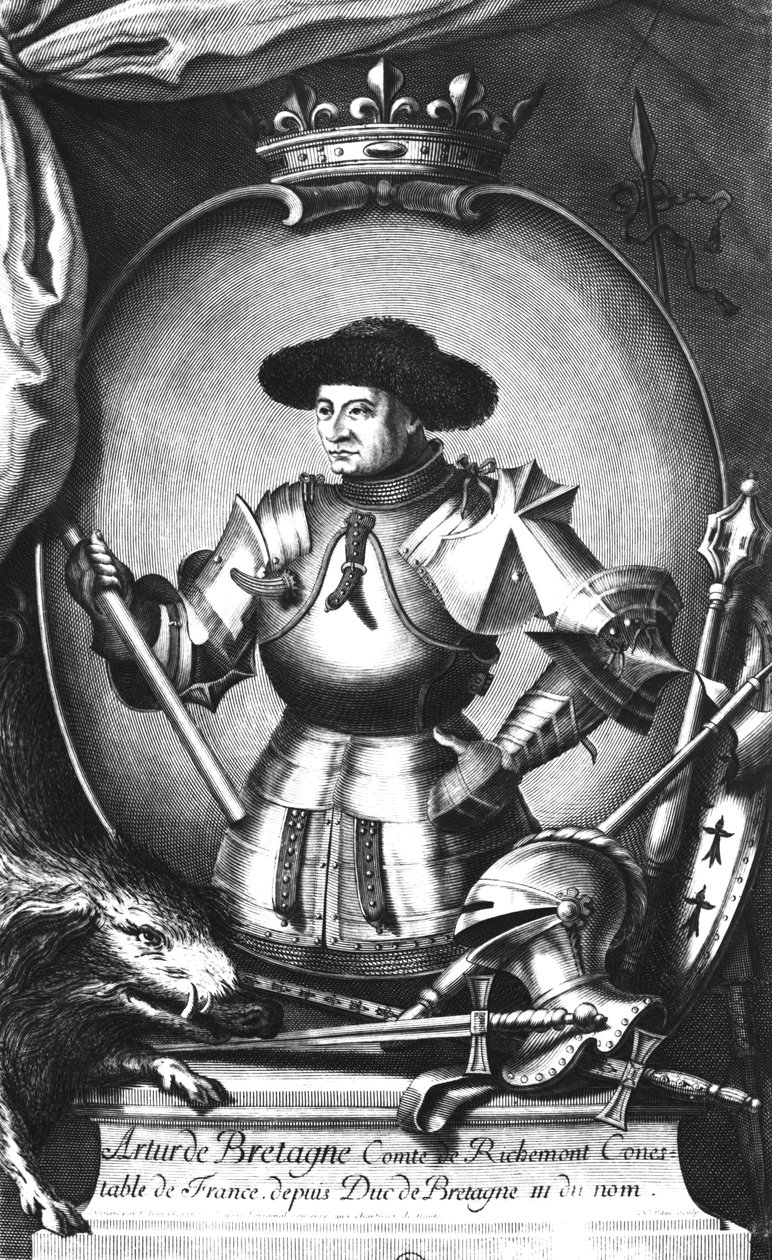 Arthur III (1393-1458) Bretagnen, kaiverrus F.J. Chaperon tekijältä Nicolas I, the Elder Pitau