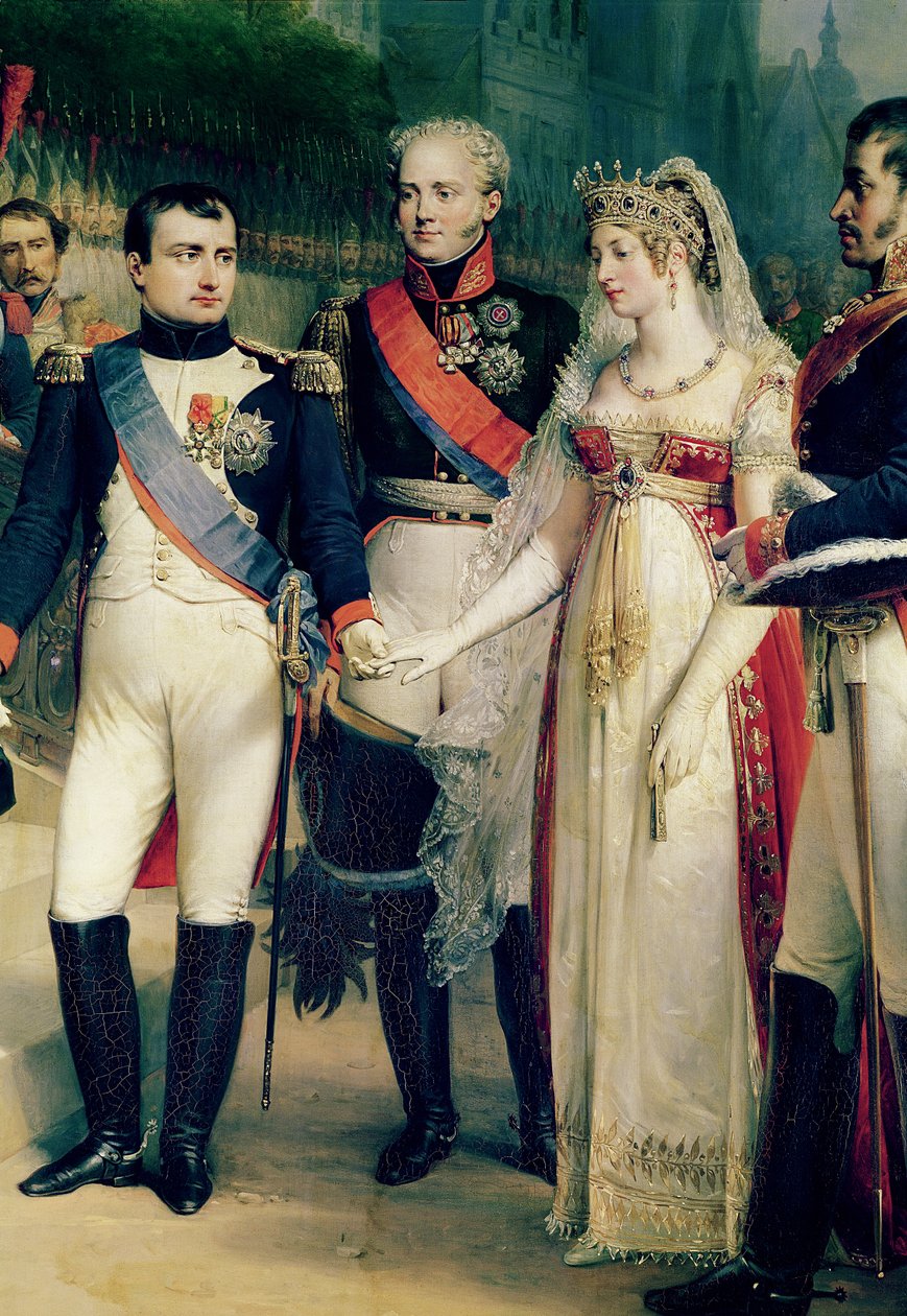 Napoleon Bonaparte (1769-1821) vastaanottaa Preussin kuningatar Louisan (1776-1810) Tilsitissä, 6. heinäkuuta 1807, 1837 (yksityiskohta 105904) tekijältä Nicolas Louis Francois Gosse