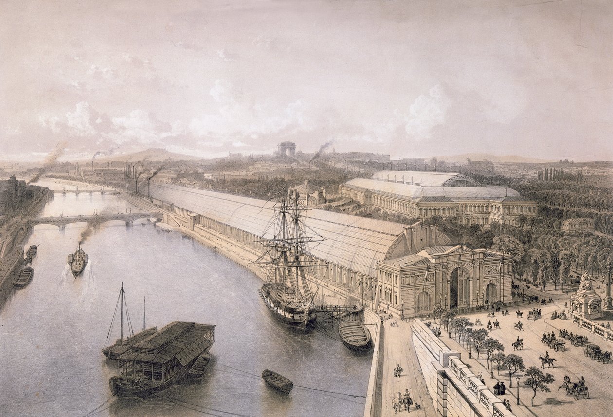 Yleisnäkymä vuoden 1855 Pariisin näyttelyä varten rakennetusta Palais de l