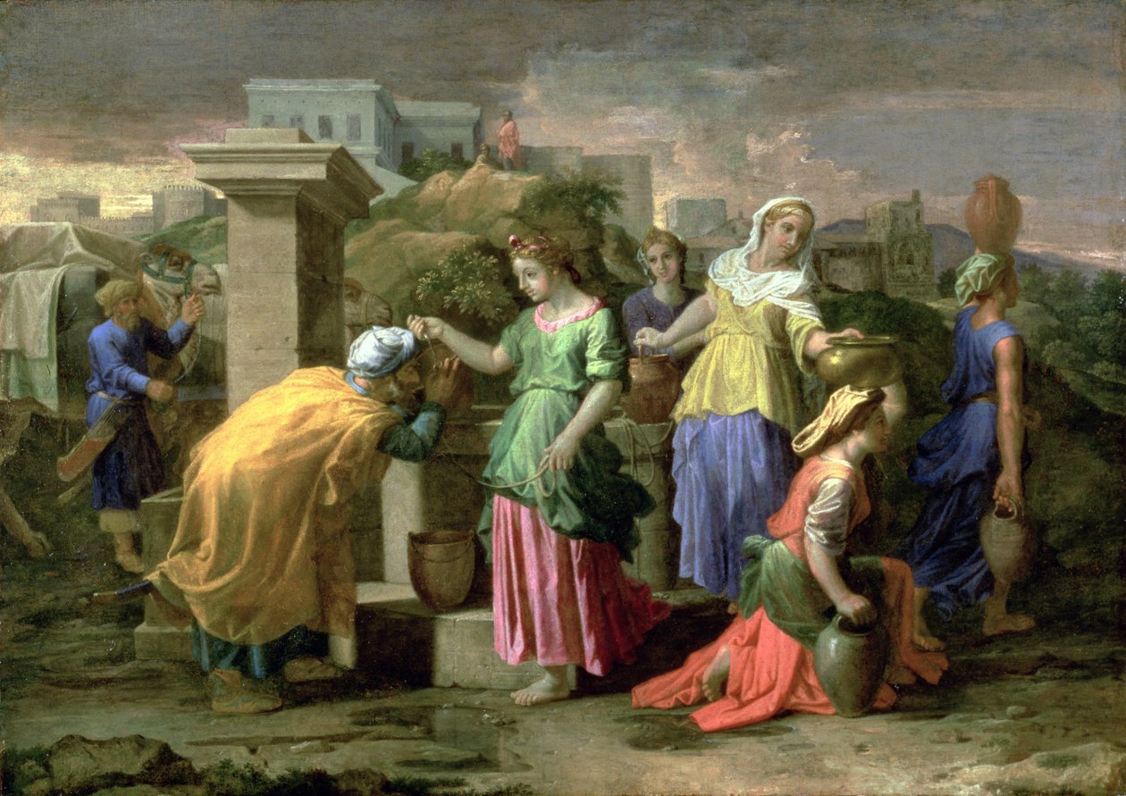 Eliezer at Rebecca sa Well, c.1660-65 finn tekijältä Nicolas Poussin
