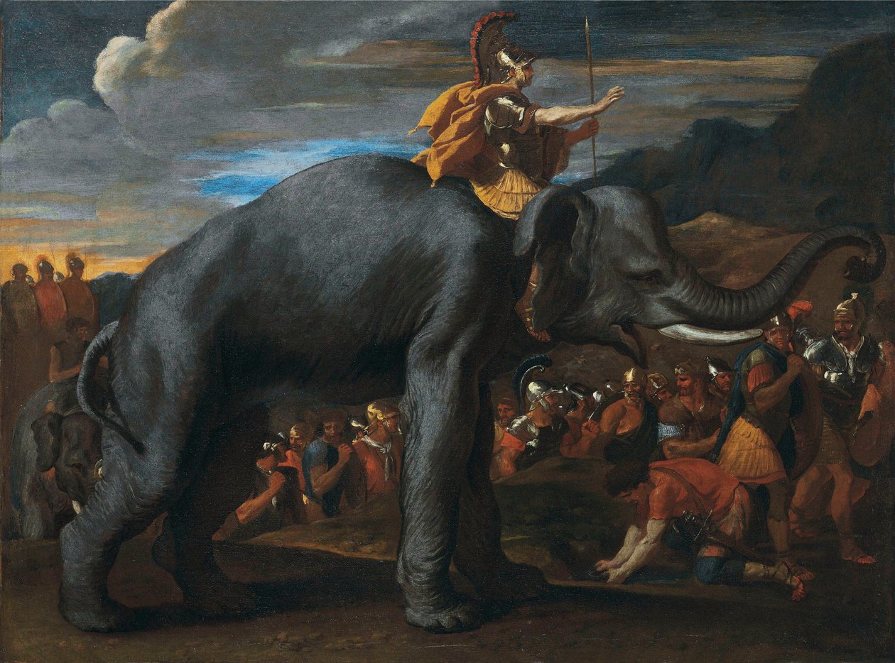 Hannibal traversant les Alpes à dos déléphant tekijältä Nicolas Poussin