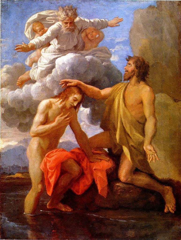 Pyhä Jean kaste le Kristus tekijältä Nicolas Poussin