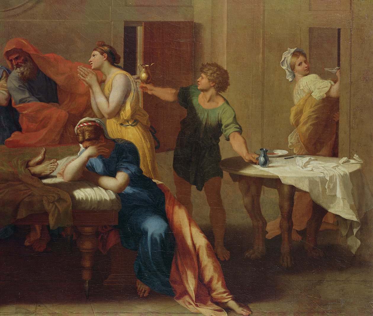 Öljyn syöttäminen, yksityiskohta Extreme Unctionista (katso 282068) tekijältä Nicolas Poussin