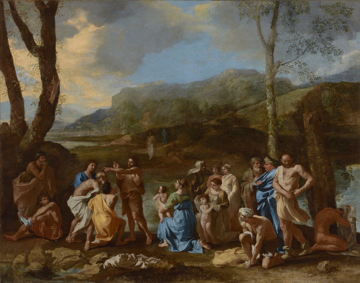 Pyhä Johannes kastaa Jordanjoessa, noin 1630 tekijältä Nicolas Poussin