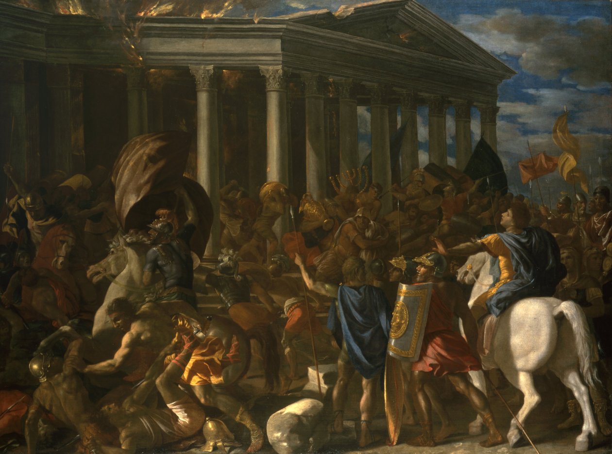 Jerusalemin temppelin tuho ja säkki tekijältä Nicolas Poussin
