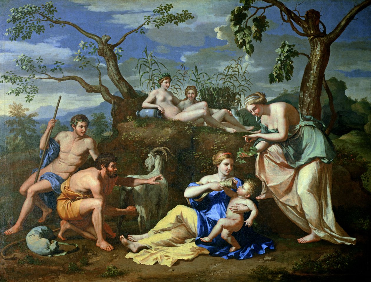 Lapsen ruokinta Jupiter, n. 1640 tekijältä Nicolas Poussin