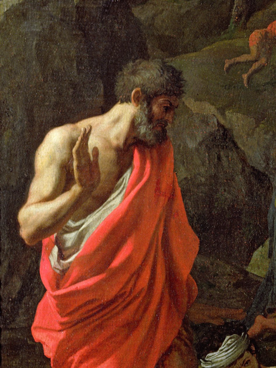 Mannan kerääminen, noin 1637-9 (yksityiskohta kuvasta 91031). tekijältä Nicolas Poussin