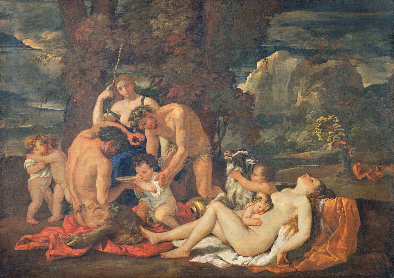 Bacchuksen lapsuus eli Pieni Bacchanal, n. 1624-25 tekijältä Nicolas Poussin