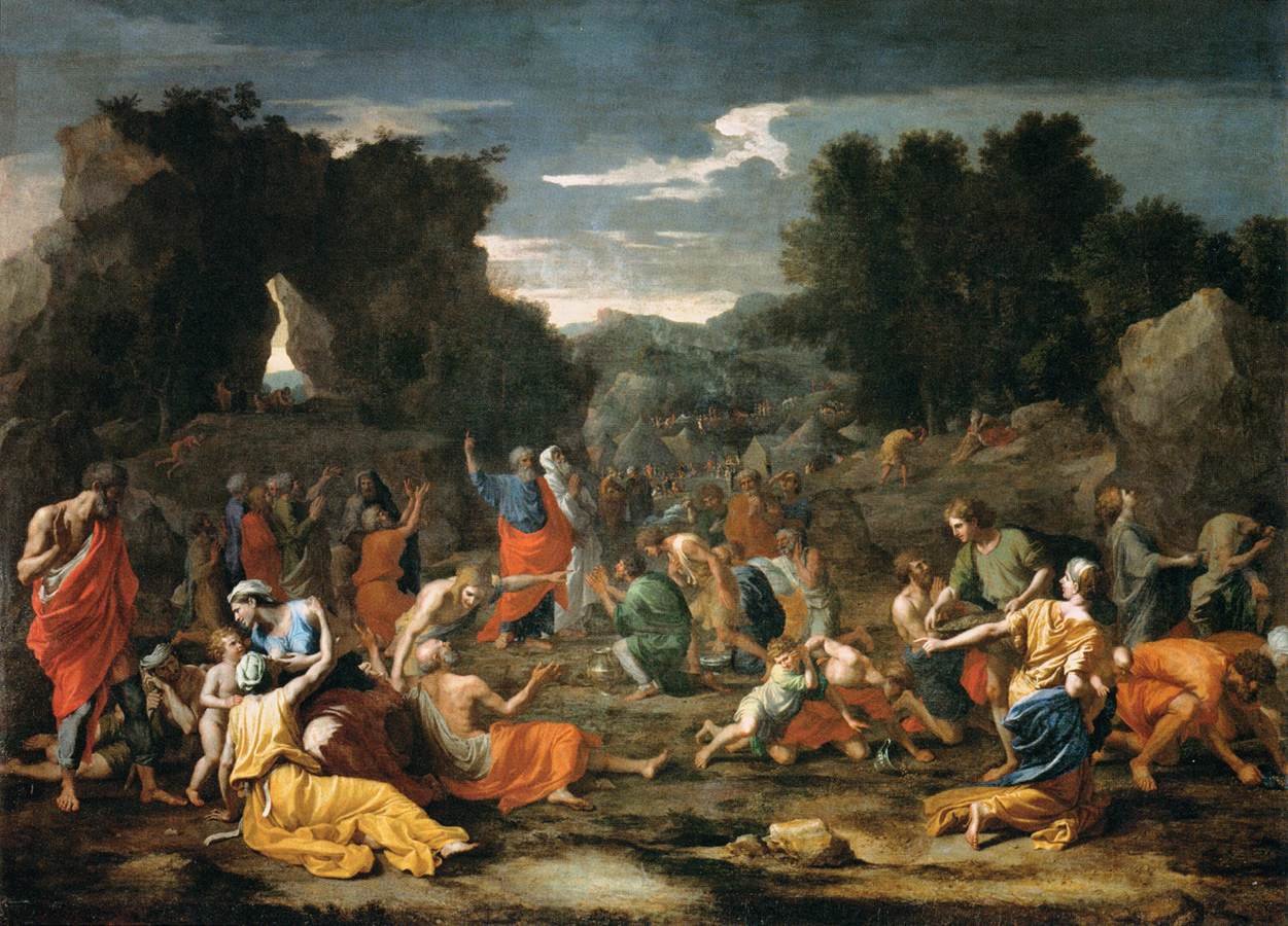 Juutalaiset keräävät mannaa autiomaassa tekijältä Nicolas Poussin