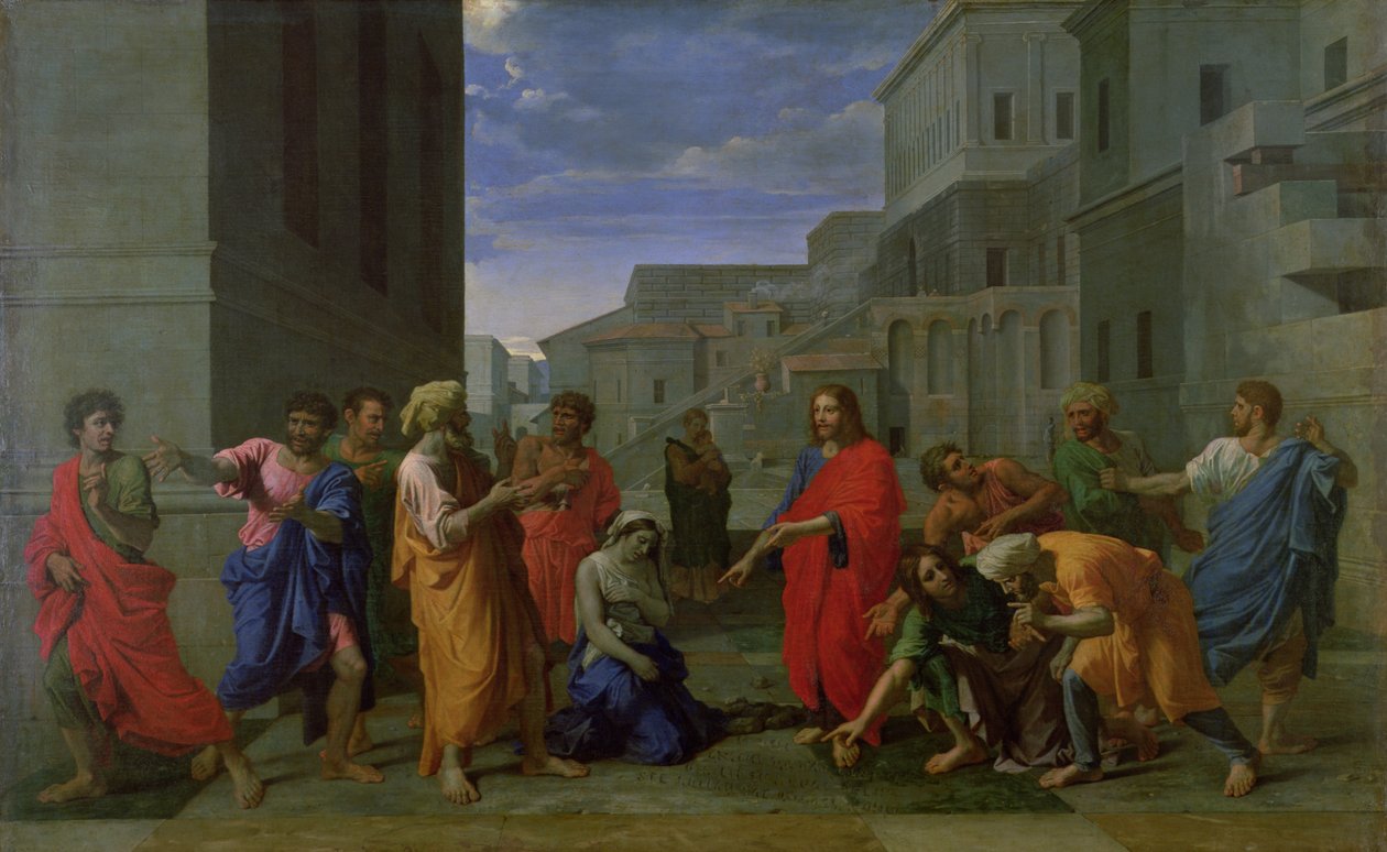 Nainen aviorikoksesta, 1653 tekijältä Nicolas Poussin