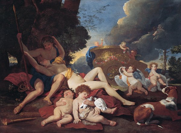 Venus ja Adonis tekijältä Nicolas Poussin