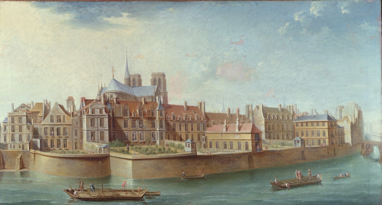 Näkymä Ile de la Cite Ile St. Louisilta, Pariisi tekijältä Nicolas Raguenet