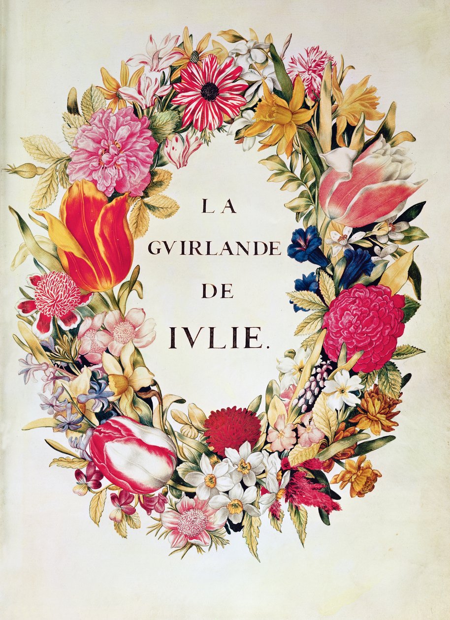 "La Guirlande de Julie" -elokuva, n. 1642 (wc vellum) tekijältä Nicolas Robert