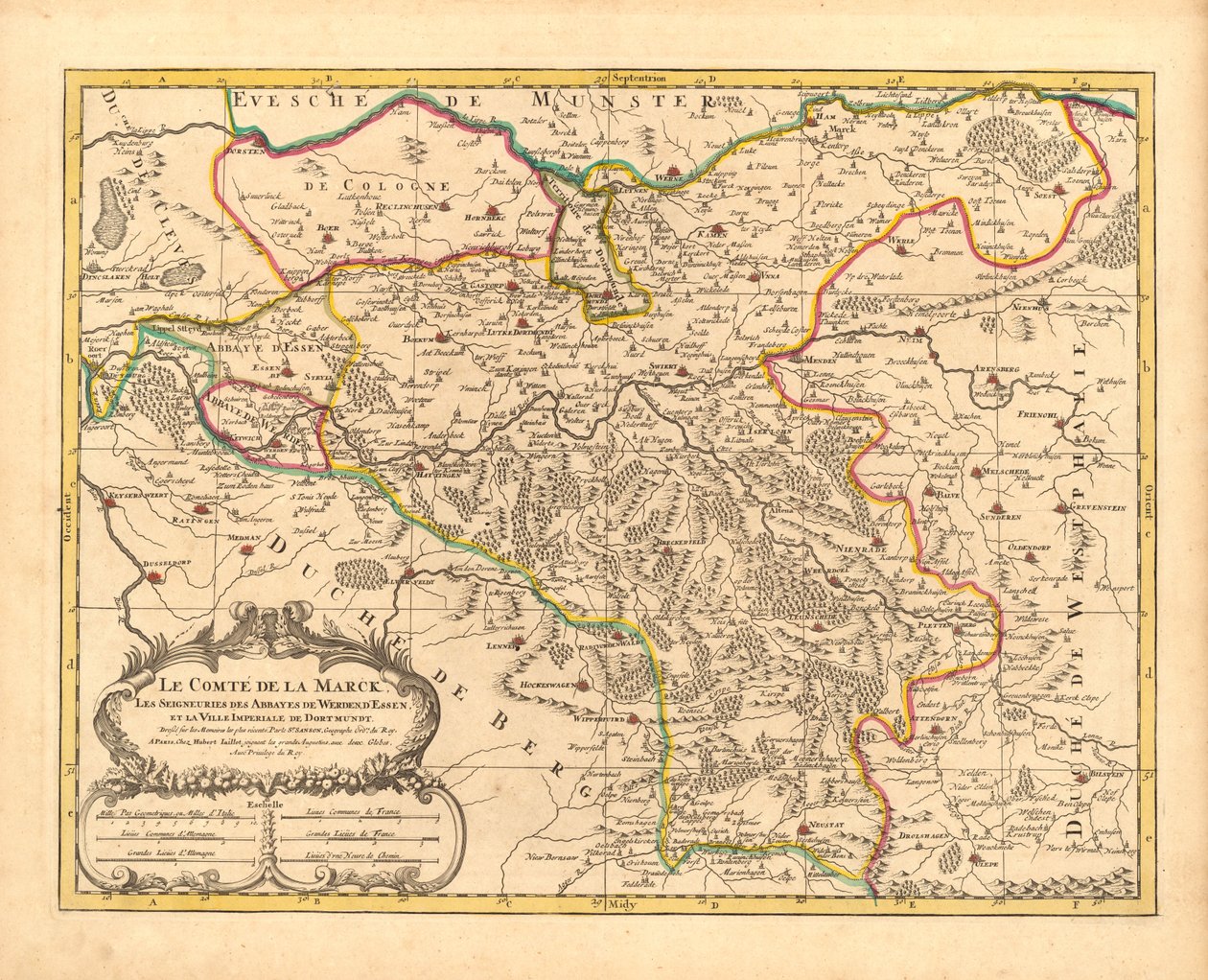 Kartta Grafschaft Mark, y, 1681 tekijältä Nicolas Sanson