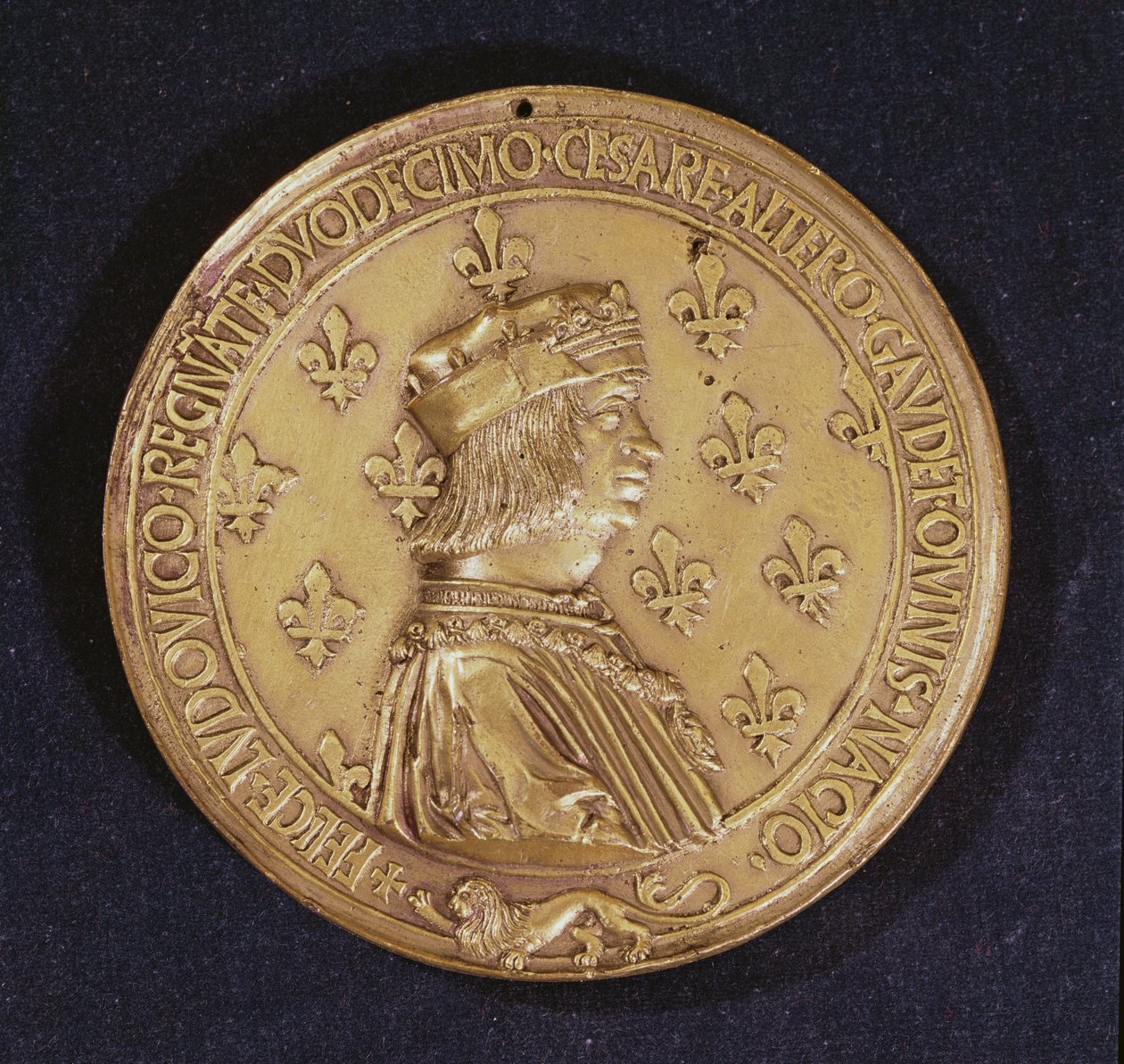 Ludvig XII:ta esittävä mitali 1462-1515 1498-1515 pronssi tekijältä Nicolas and Saint Priest, Jehan de Le Clerc