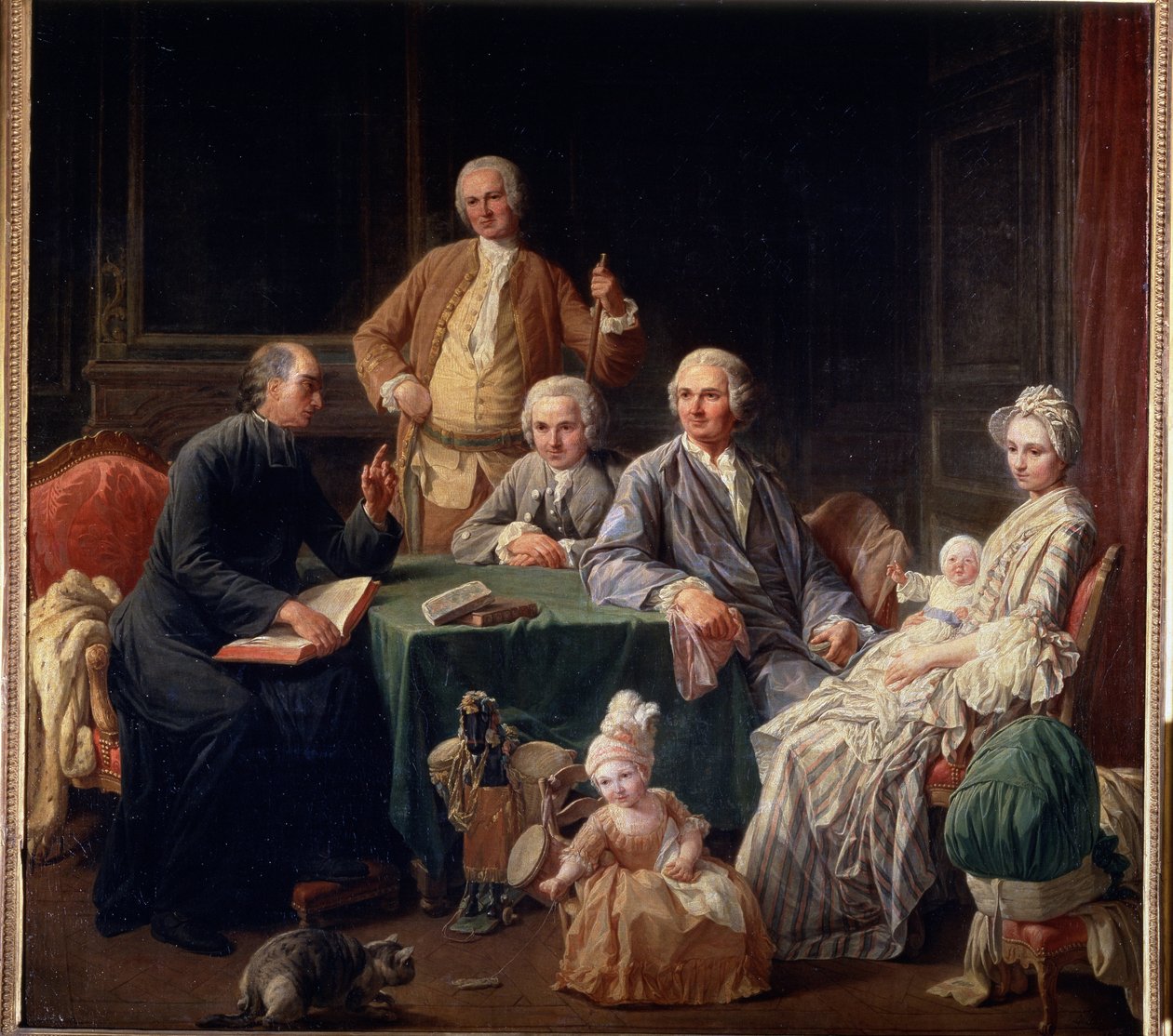 ""Leroyn perheen muotokuva"" Perhekohtaus, joka tuo yhteen papin, äidin ja lasten. Nicolas Bernardin (1735-1784) maalaus 1766-1767 Koko 136x147 cm Pushkin-museo, Moskova tekijältä Nicolas Bernard Lepicie
