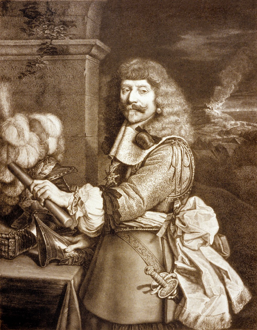 Henri de Lorraine dit Cadet la Perle (1601 1666) Harcourtin, Armagnacin, Brionnen ja vikreivi de Marsanin kreivi Antoine Massonin kaiverrus (kaiverrus) tekijältä Nicolas (after) Mignard