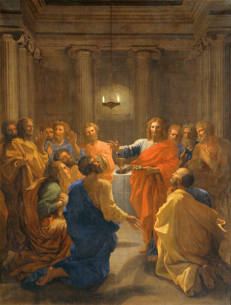 Jeesus Kristus asettaa eukaristian ... tekijältä Nicolas (attr.to) Poussin