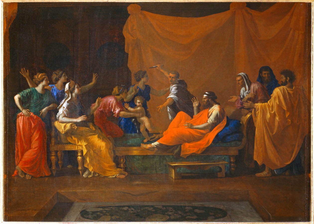 Moise enfant foulant aux pieds la couronne de Pharaon - Pikkulapsi Mooses talloo faraon kruunun ... tekijältä Nicolas (attr.to) Poussin