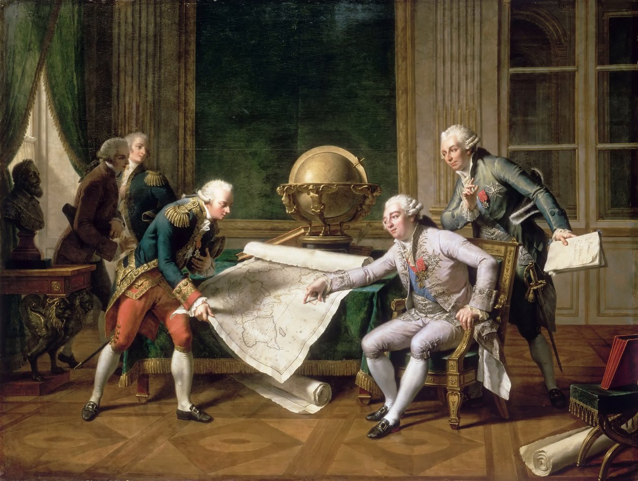 Ludvig XVI antaa ohjeet kapteeni La Pérouselle 29. kesäkuuta 1785 tekijältä Nicolas André Monsiaux
