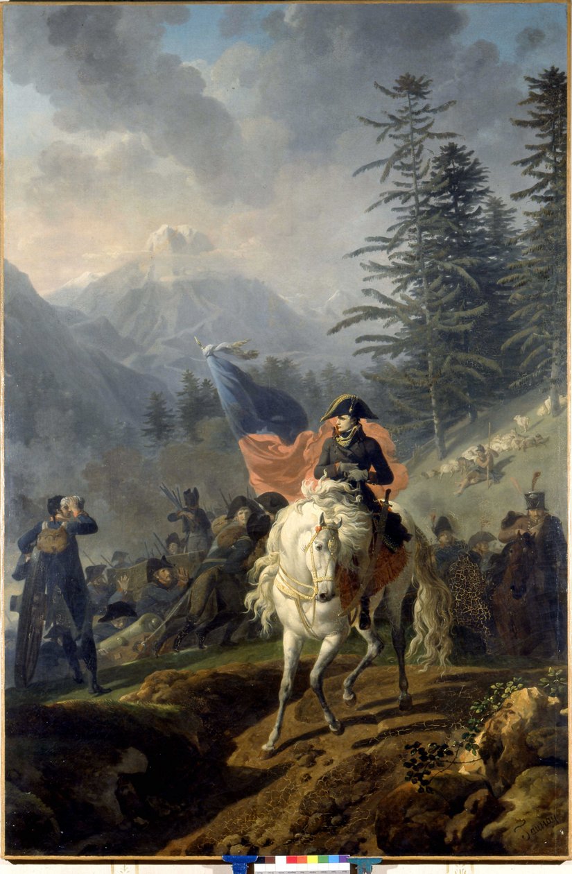 Napoleon Bonaparte ylitti Col de Saint Bernardin - Nicolas-Antoine Taunayn öljymaalaus tekijältä Nicolas Antoine Taunay