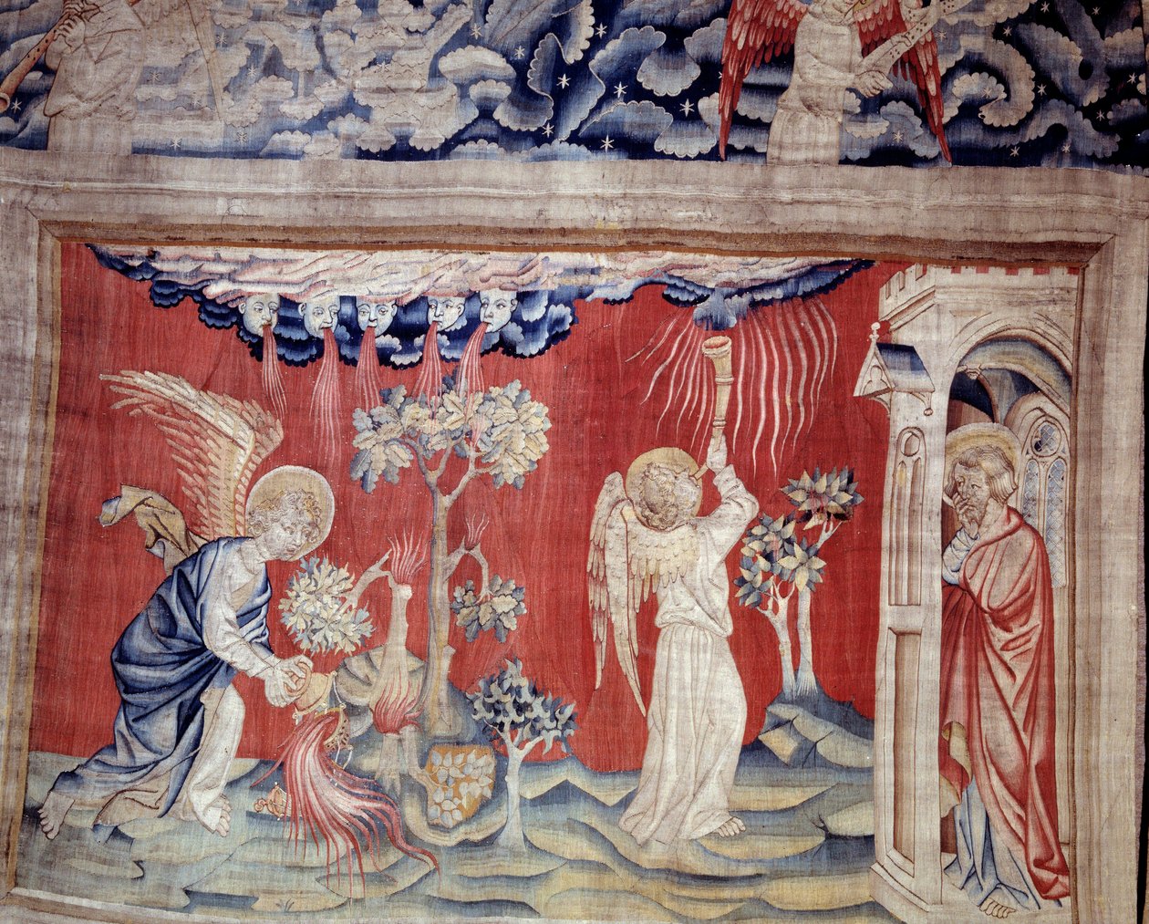 Ilmestyskirjan ripustus (1373-1383), n. 30: Kuolleet maassa. Nicolas Bataillen kuvakudos (1330-1405) tekijältä Nicolas Bataille