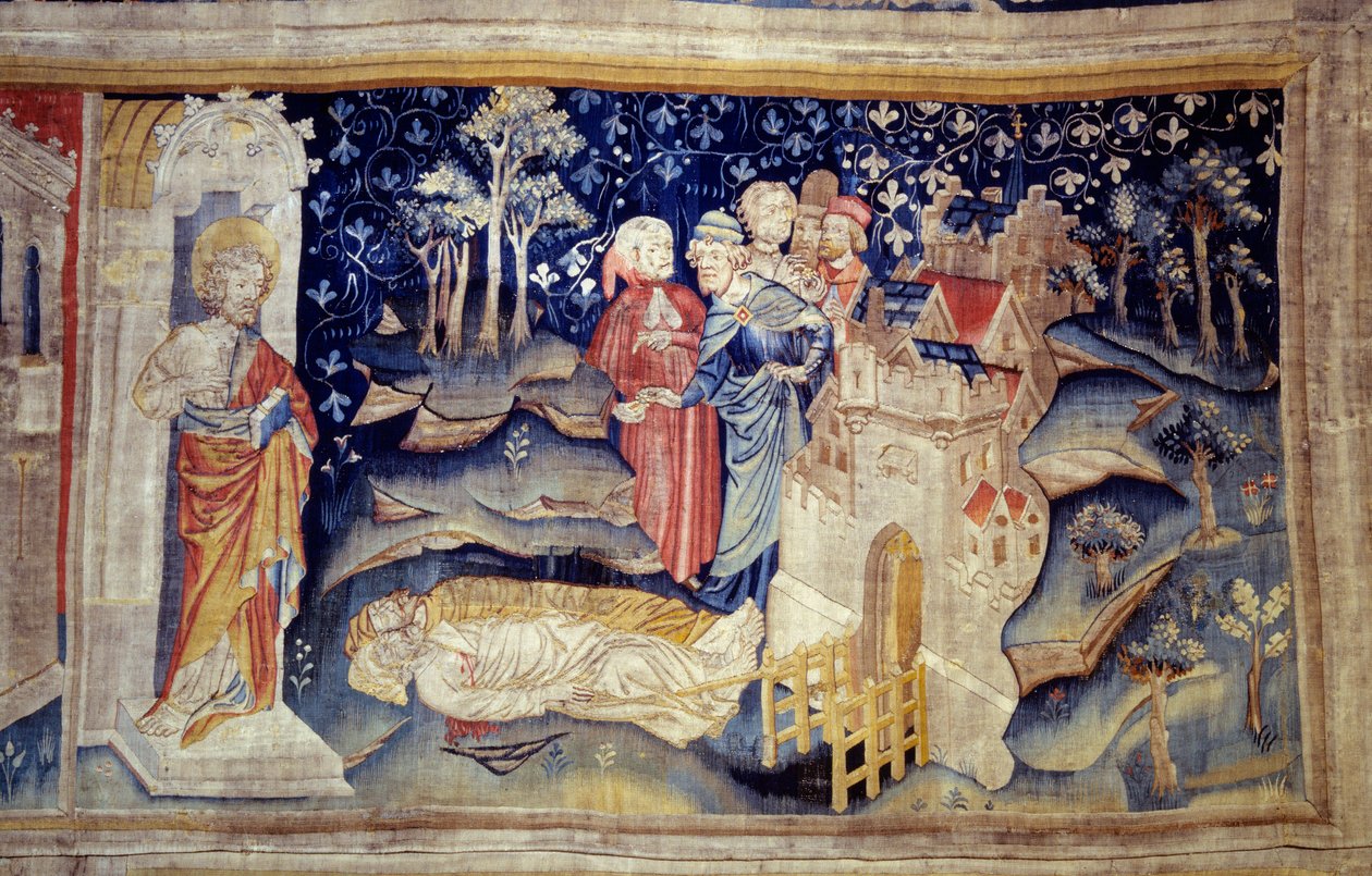 Ilmestyskirjan ripustus (1373-1383), n. 30: Kuolleet maassa. Nicolas Bataillen kuvakudos (1330-1405) tekijältä Nicolas Bataille