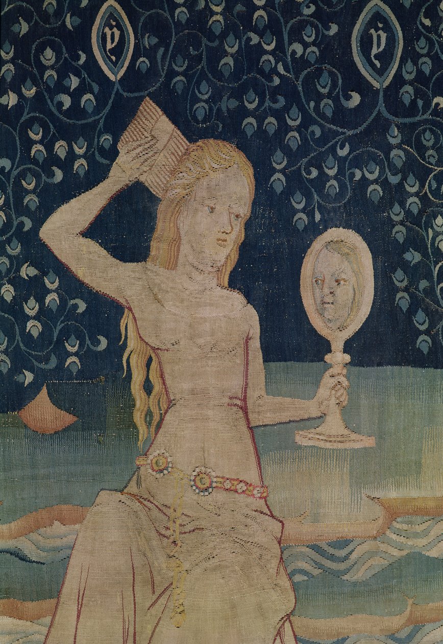 Babylonin huora, numero 64 Angersin maailmanlopusta, 1373-1387, kuvakudos yksityiskohta vuodelta 181983. tekijältä Nicolas Bataille