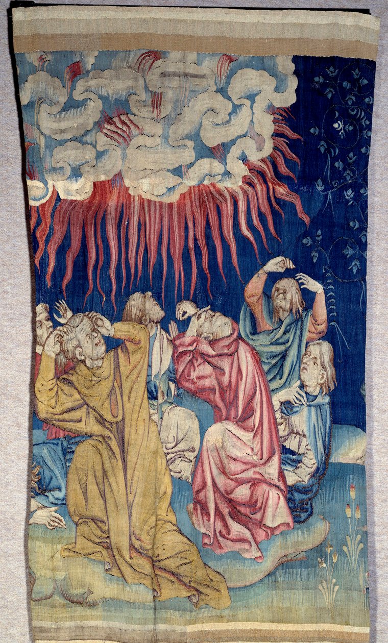 Ilmestyskirjan esirippu (1373 -1383): taivaan tuli (pimeys). Nicolas Bataillen kuvakudos (1330-1405) tekijältä Nicolas Bataille