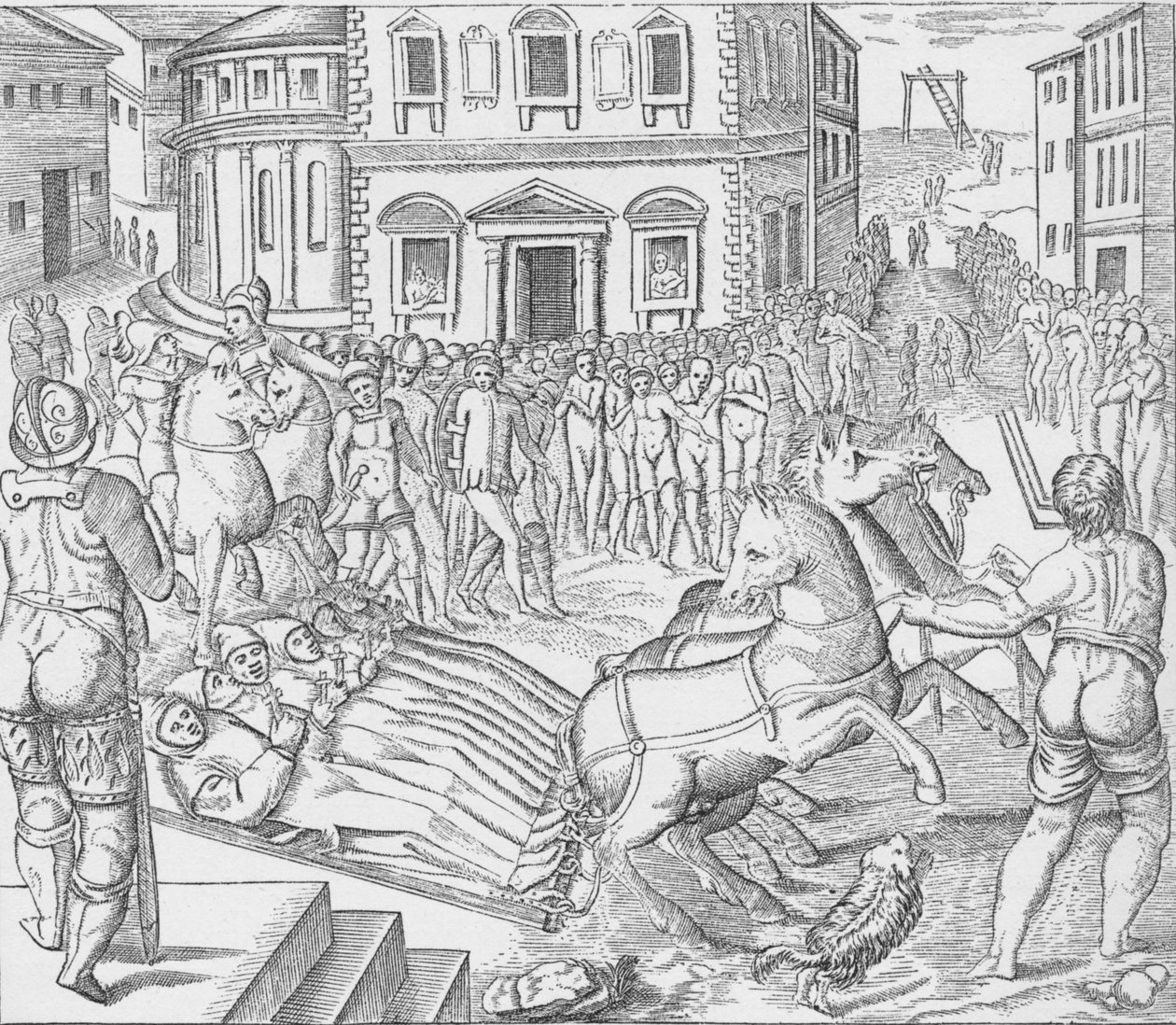 Kolmen karthusialaisen marttyyrin teloitus, Tyburn, Lontoo, 1535 1904 tekijältä Nicolas Beatrizet