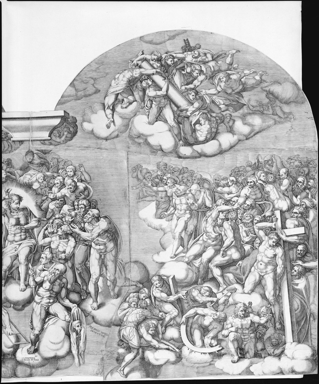 Michelangelon viimeinen tuomio, 1562, 1562. tekijältä Nicolas Beatrizet