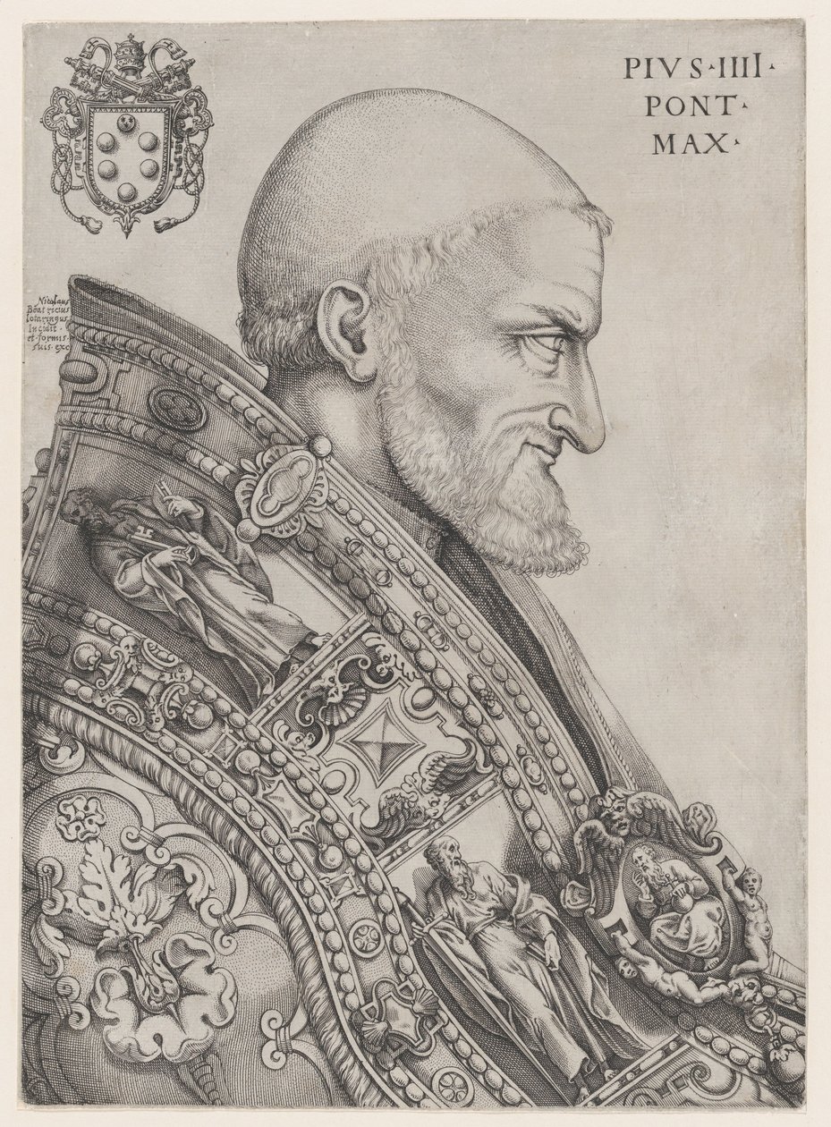 Paavi Pius IV:n muotokuva, 1500-luvun puoliväli, 1500-luvun puoliväli. tekijältä Nicolas Beatrizet