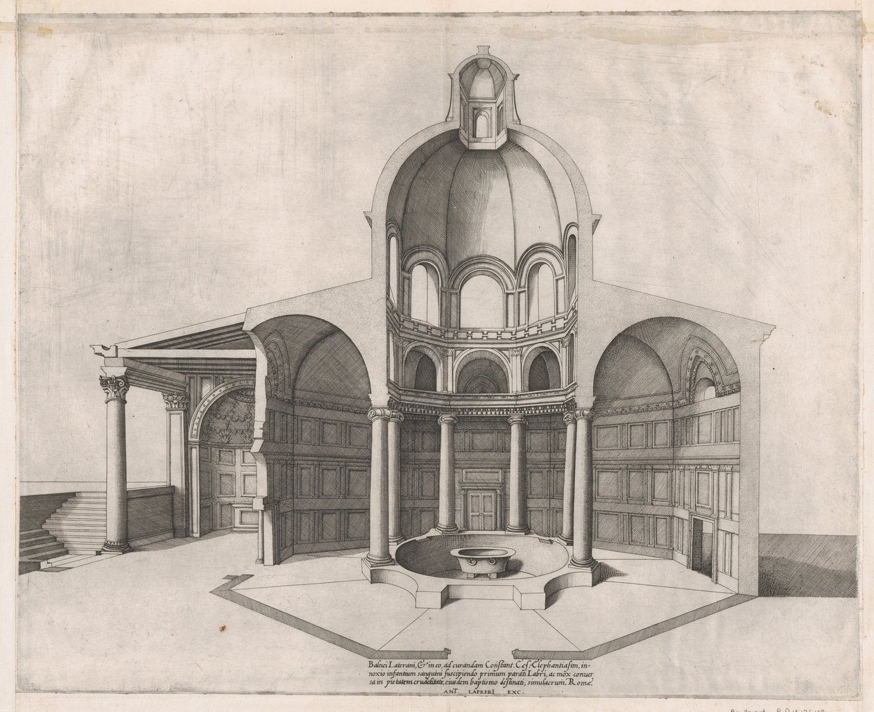 Rooman loiston peili: Lateraanien sisustus, 1500-luku, 1500-luku. tekijältä Nicolas Beatrizet