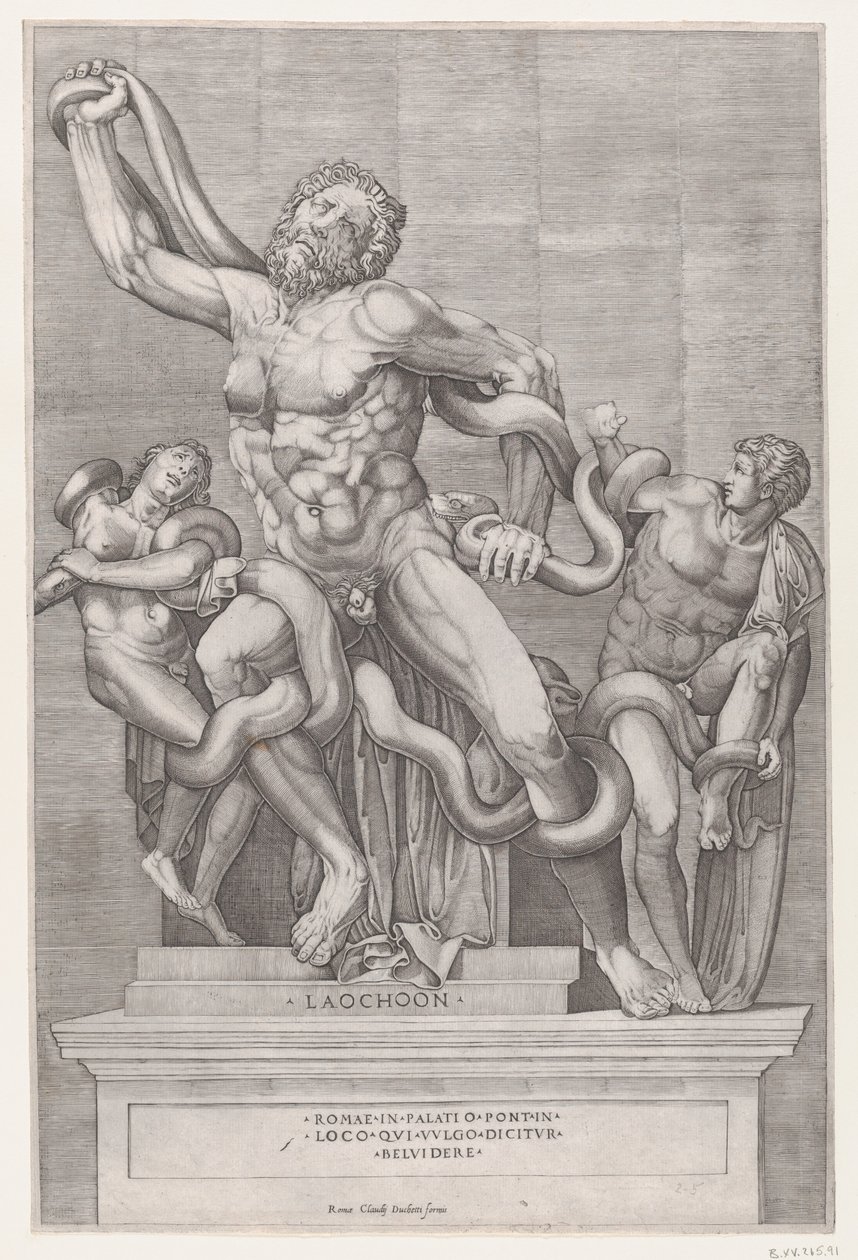 Rooman loiston peili: Laocoon, 1500-luku, 1500-luku. tekijältä Nicolas Beatrizet