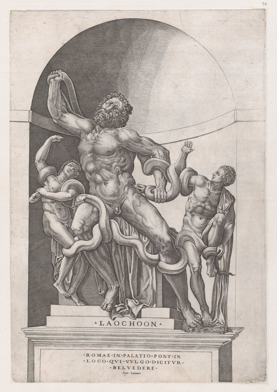 Rooman loiston peili: Laocoon, 1500-luku, 1500-luku. tekijältä Nicolas Beatrizet