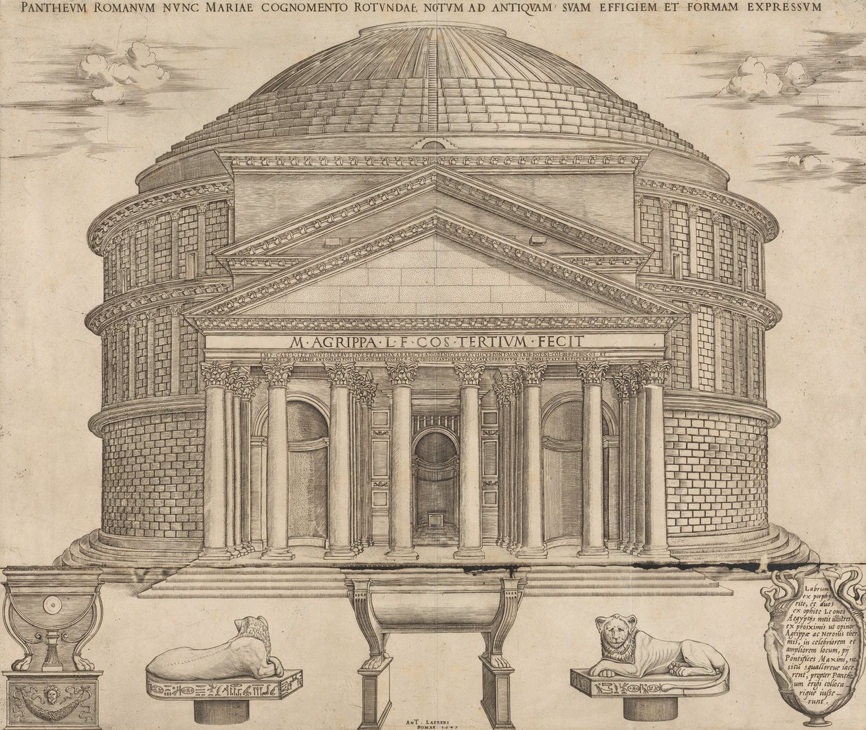Rooman loiston peili: Pantheon, 1649, 1649. tekijältä Nicolas Beatrizet