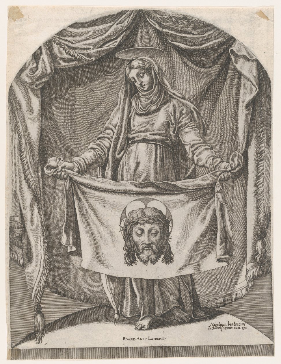 St. Veronica ja Sudarium, Michelangelon jälkeen, 1540-66, 1540-66. tekijältä Nicolas Beatrizet